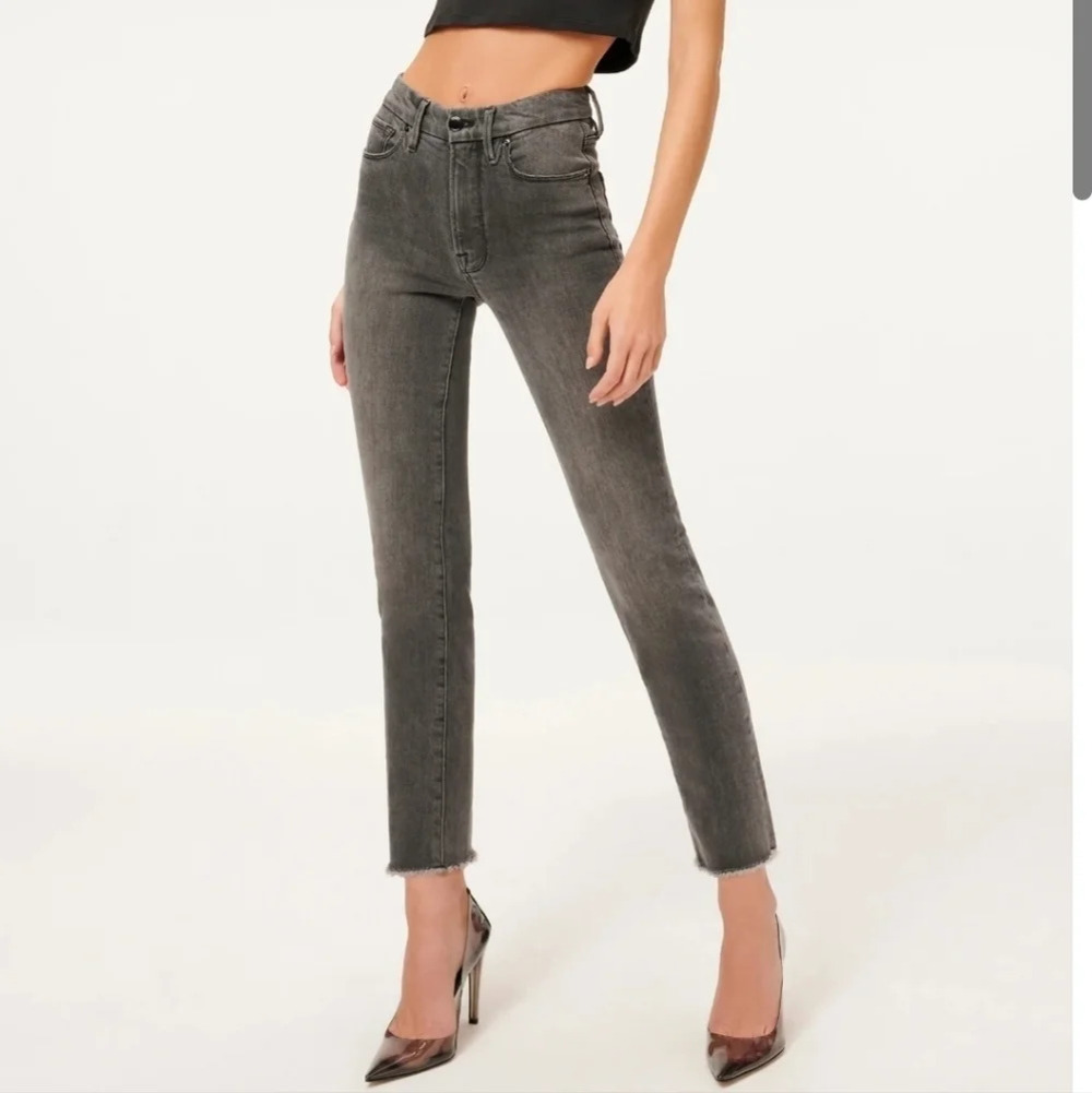Good American High-Rise Skinny Jeans in Washed Gray